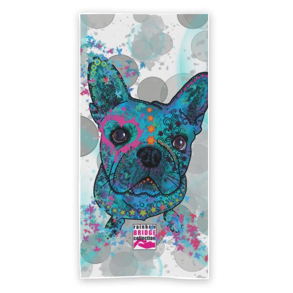 Badehandtuch Elli – Popart-Hundemotiv, 75x165 cm, 100 % Polyester, weich & schnelltrocknend